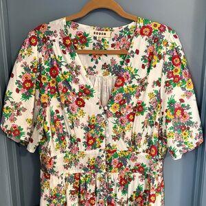Boden Multicolor Floral V-Neck Dress